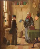 James Collinson, A penny short, oil on canvas