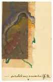 Franz Marc, Steinbock im Gebirge, 1913, Aquarell, Tuschfeder und Collage (Goldfolie und Japanpapier) auf leichtem Karton (Postkarte)