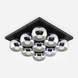 Mirage ceiling light, model 14109 by Angelo Lelii, c. 1965, chrome-plated and enameled steel, sold Apr 2022