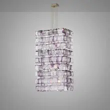 Mazzega, Chandelier, c. 1975, brass, chrome-plated brass, glass