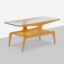 Coffee table by Gio Ponti, c. 1948, ash, glass, sold Apr 2022