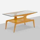 Coffee table by Gio Ponti, c. 1948, ash, glass, sold Apr 2022