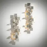 Gaetano Sciolari, Sconces, pair, c. 1965, chrome-plated stainless steel, Lucite, brass