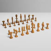 Arthur Elliott, Universum chess set, c. 1958, maple, stained maple
