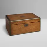 Edwardian, Portable desk, c. 1905, walnut, brass, embossed leather