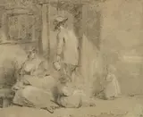 John Hoppner, A family home, black and white chalk