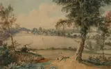 Copley Fielding, A man and his dog resting under a tree