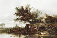 William James Müller, The duck pond, oil on panel