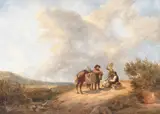 Thomas Smythe, Travellers on the road; A rest by the cornfield, a pair, oil on canvas