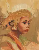 Lola Villarreal, Portrait of a Balinese lady, watercolour heightened with white