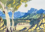 Ewald Namatjira, A Central Australian landscape, watercolour with traces of pencil