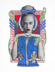 Inkie, Cara Delevingne the Smallest Feline, Six screenprints in colour of the same subject, each with foil block and diamond dust, 2013, on Somerset wove paper