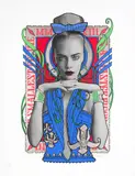 Inkie, Cara Delevingne the Smallest Feline, Six screenprints in colour of the same subject, each with foil block and diamond dust, 2013, on Somerset wove paper
