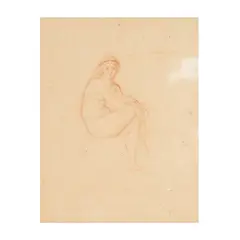 Henri-Edmond Cross, Nu assis, sanguine on paper