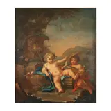 Jean-Marc Nattier, Caprice avec puttis jouant avec des petits poissons, oil on canvas