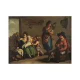 Jean Tassel, Scène familiale paysanne, mère et son nourrisson, oil on canvas