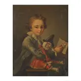 Enfant à la marionette by Dans le goût de François-Hubert Drouais, oil on canvas, sold Feb 2025