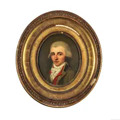 Portrait de Cammille Desmoulins by Henri-Pierre Danloux, oil on board, oval, offered Feb 2025