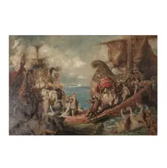 Rencontre d'Antoine et Cléopâtre by Gustav Wertheimer, oil on canvas, offered Feb 2025