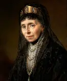 German School, Portrait of Queen Augusta of Prussia, German Empress, in Mourning Clothes, oil on canvas