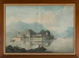 Louis Saint-Ange-Desmaisons, Vue d'Isola la Balla sur le lac Borromée, Engraving enhanced with watercolour