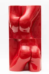 Anonyme, Fesses d'Amadou, danseur Mudra Béjart Bruxelles, 1975, Double pair of polyester shell buttocks on a marble base