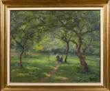Jean Colin, Petites filles courants dans un pré, Oil on canvas