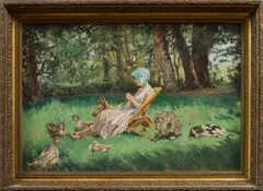 Ferdinand Gueldry, Scène de jardin, Oil on canvas