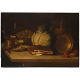 Kitchen Still Life with a Cat by Continental School, oil on board, sold Jan 2025