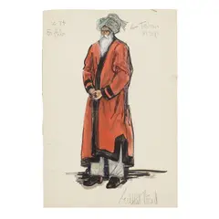 Edith Head, Costume Design possibly for The Ten Commandments, watercolor, crayon, and ink on paper