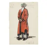 Edith Head, Costume Design possibly for The Ten Commandments, watercolor, crayon, and ink on paper