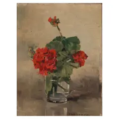 Edward Henry, Still life with geraniums, oil on canvas