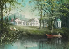 Felix Kelly, The Summer House, Fort Ticonderoga, John H. Pell, 1977, oil on illustration board