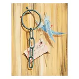 Trompe l'oeil with chain, feather and note by American School, oil on board, sold Jan 2025