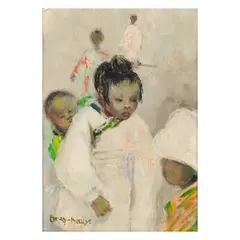 George Orry-Kelly, White carnations; Portrait studies of Chinese women and child (two works), both oil on board