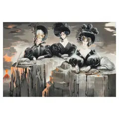 Martin Battersby, Three female sphinxes, gouache on paper
