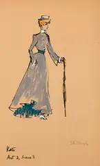René Bouché, Costume Design for Kate in Ferenc Molnar's Swan, 1954, gouache, watercolor and ink on paper