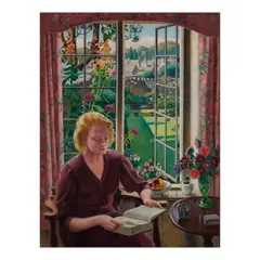 Adrian Allinson, Girl at the window, oil on board