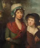 Portrait of a young woman and her son by English School, oil on canvas, sold Jan 2025