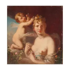 Jacques Antoine Vallin, Figure with cherub, oil on board