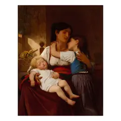 Motherly affection by Léon Bazille Perrault, oil on canvas, sold Jan 2025