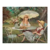 Marcel Dyf, Les deux soeurs dans le jardin de Bois d'Arcy (Jacqueline et Claudine), oil on canvas