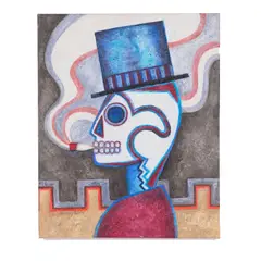 Smoking in Monte Alban by Nancy Glenn-Nieto, 2024, acrylic on canvas, sold Jan 2025