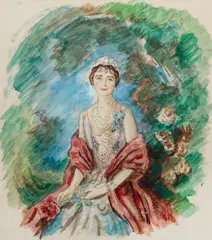 Her Majesty Queen Elizabeth (later the Queen Mother) by Cecil Beaton, 1937, watercolour, gouache and pencil, sold Jun 2025