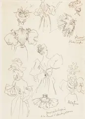 Costume designs for Glynis Johns as 'Mabel Chilton' in An Ideal Husband by Cecil Beaton, 1947-48, pen and ink and pencil, sold Jun 2025