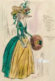 Cecil Beaton, A costume design for Eileen Beldon as 'Mrs Candour' in The School for Scandal