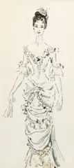 Cecil Beaton, A costume design for a ballgown for Saratoga, Winter Garden Theatre, New York, 1959, pen and ink and watercolour