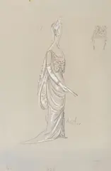 A costume design for My Fair Lady, 1963, probably for Helen Albrecht by Cecil Beaton, gouache, watercolour and pencil, sold Jun 2025