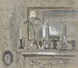 Cecil Beaton, A still life of a mantlepiece with a single rose, watercolour and gouache