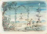 Oliver Messel, A set design for 'The Fairy of the Enchanted Garden' from The Sleeping Beauty, Royal Opera House, 1946, watercolour, gouache, pen and ink and charcoal